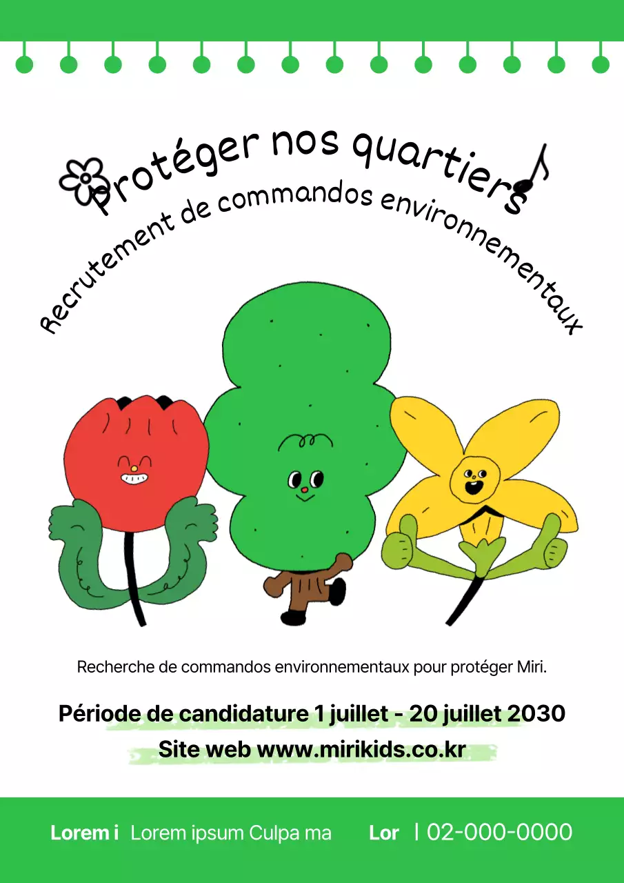 Une jolie affiche verte et illustrée sur l'environnement