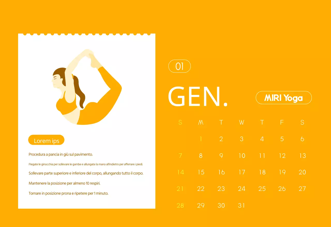 Calendari arancioni da regalare per promuovere il vostro studio di yoga