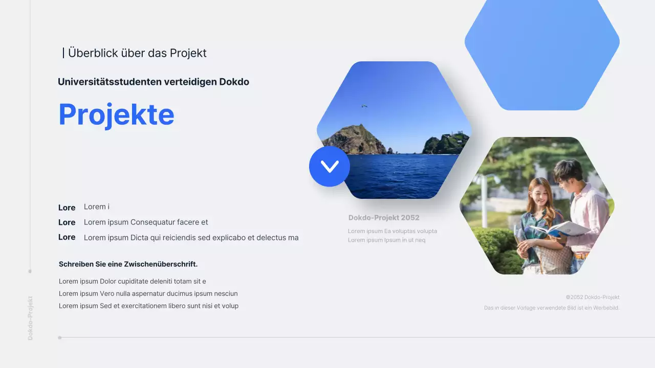 Präsentation über das Projekt zur blauen und grauen Verteidigung von Dokdo