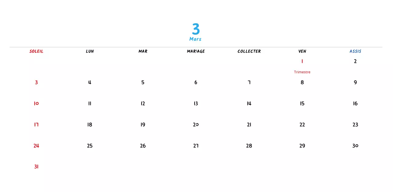 Calendrier du Nouvel An avec de jolies illustrations au trait