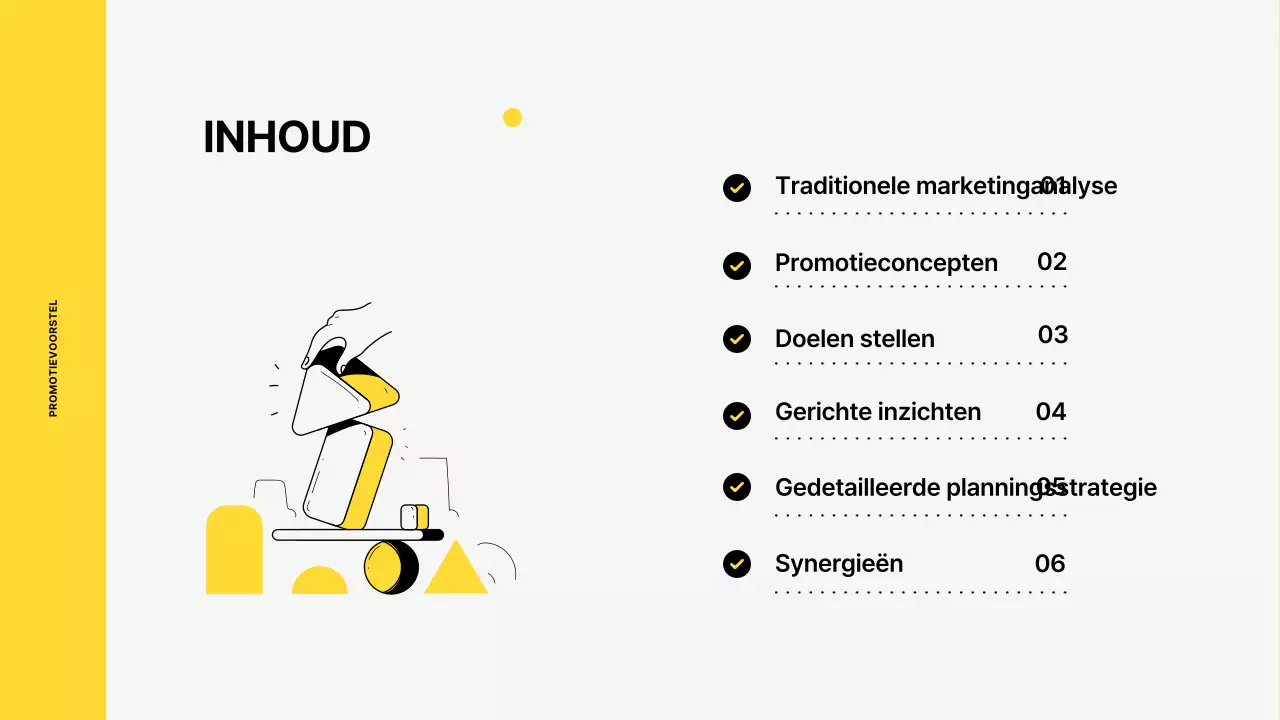 Marketingpromotieplan voor een sneaker met een levendig kleurenillustratieconcept in gele en zwarte tinten.