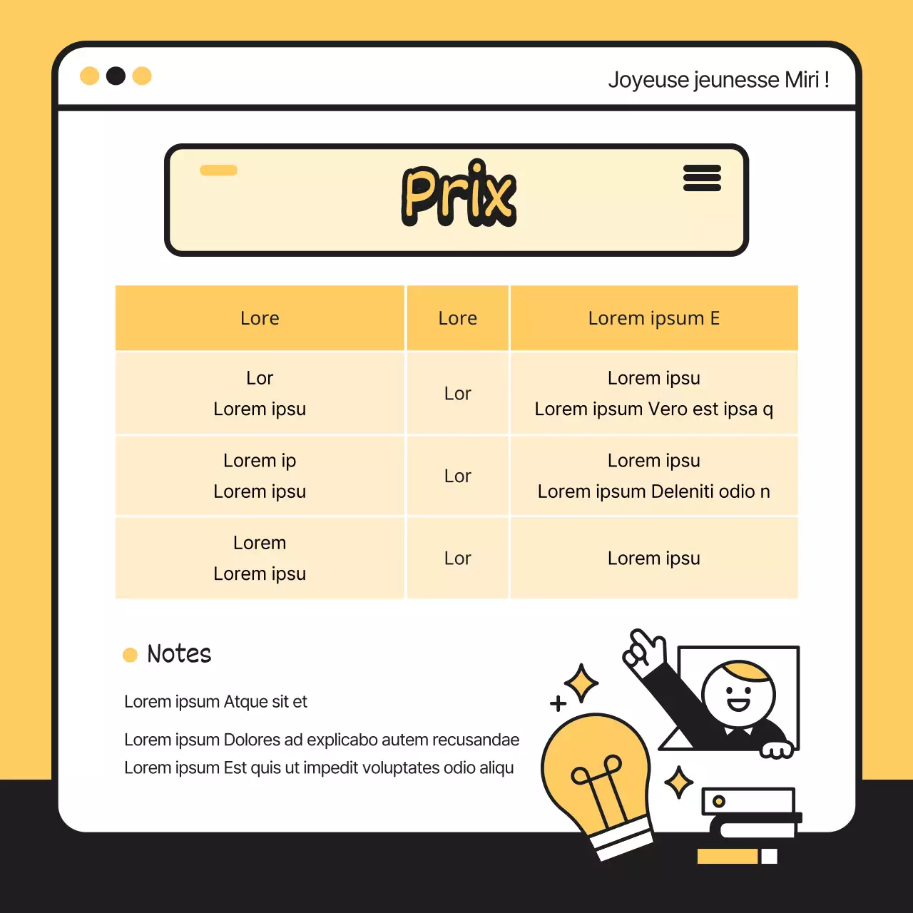 Jaune noir illustration mignonne jeunesse en ligne concours de propositions politiques