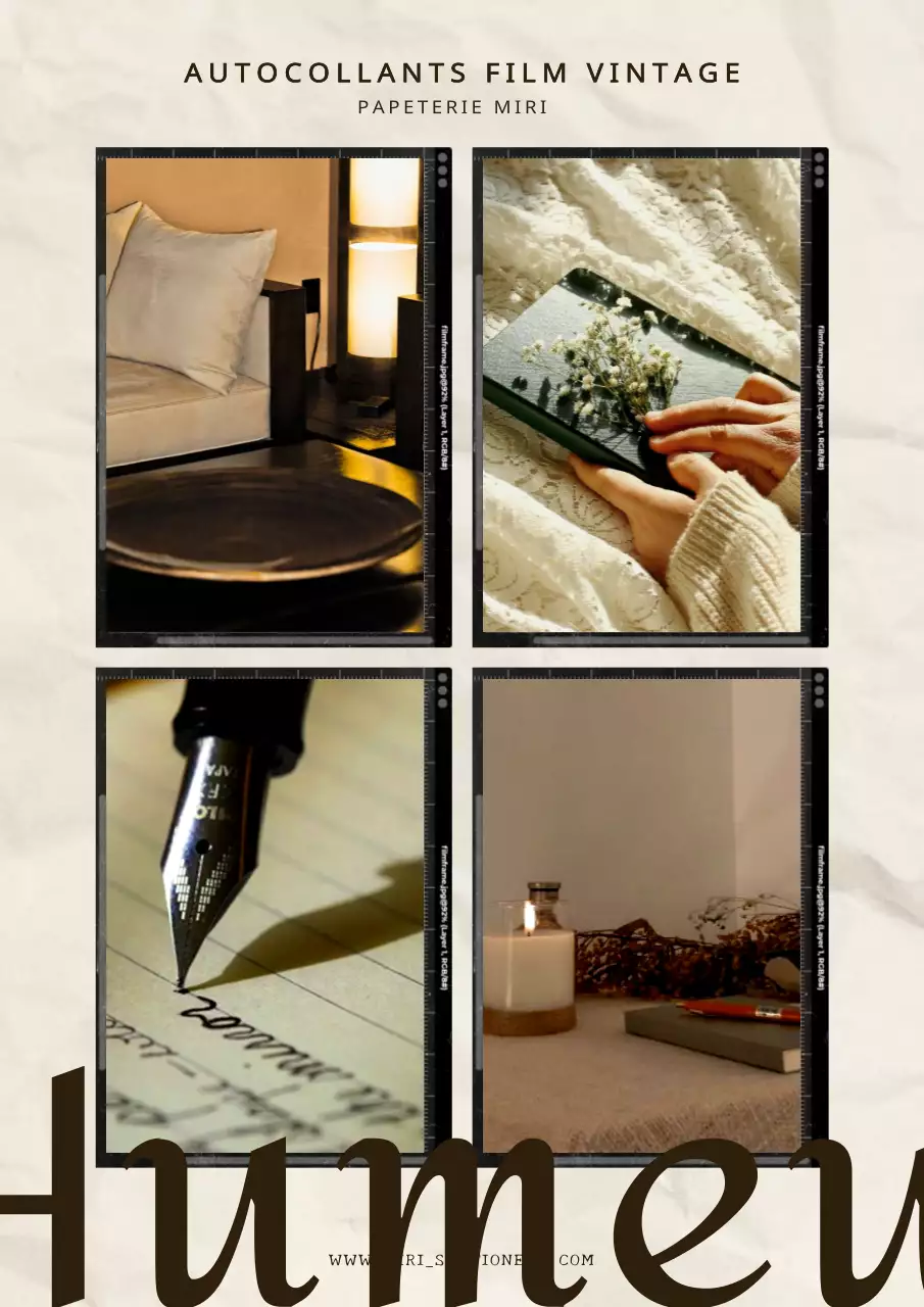 Film autocollant beige et noir pour la papeterie