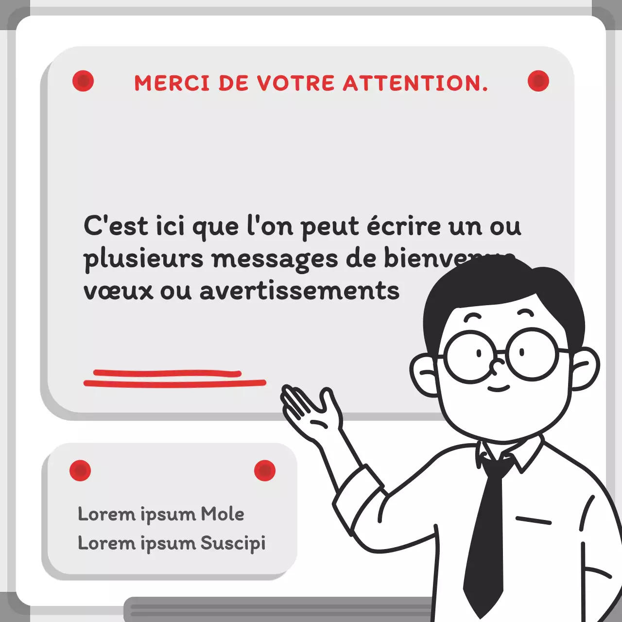 Concept de tableau blanc minimaliste en gris et rouge Quelques informations sur le concept