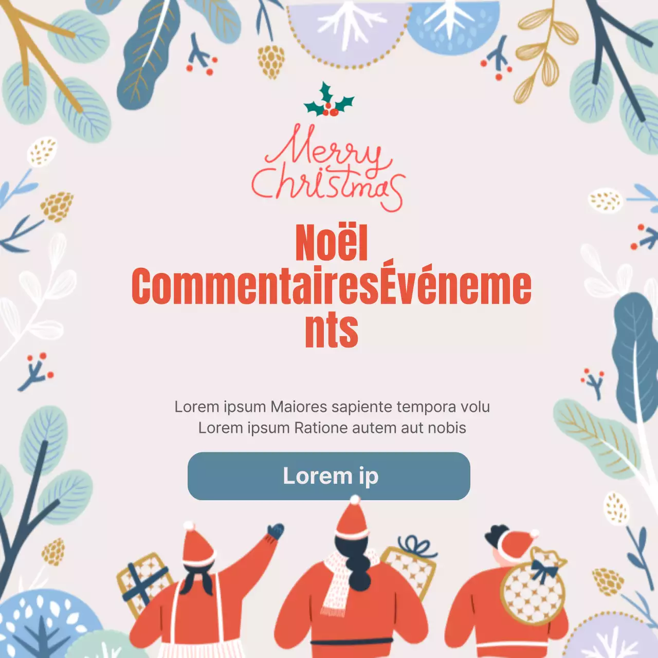 Bannière de Noël en rouge et ivoire