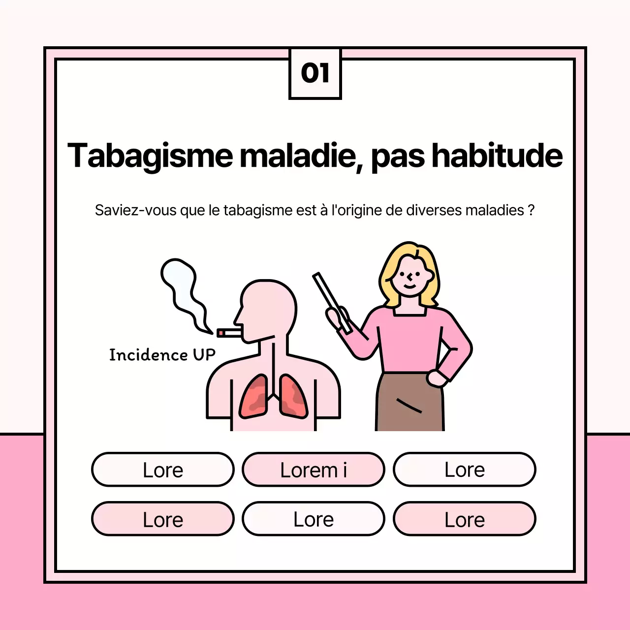 Illustration mignonne des effets de l'arrêt du tabac en bleu clair et rose