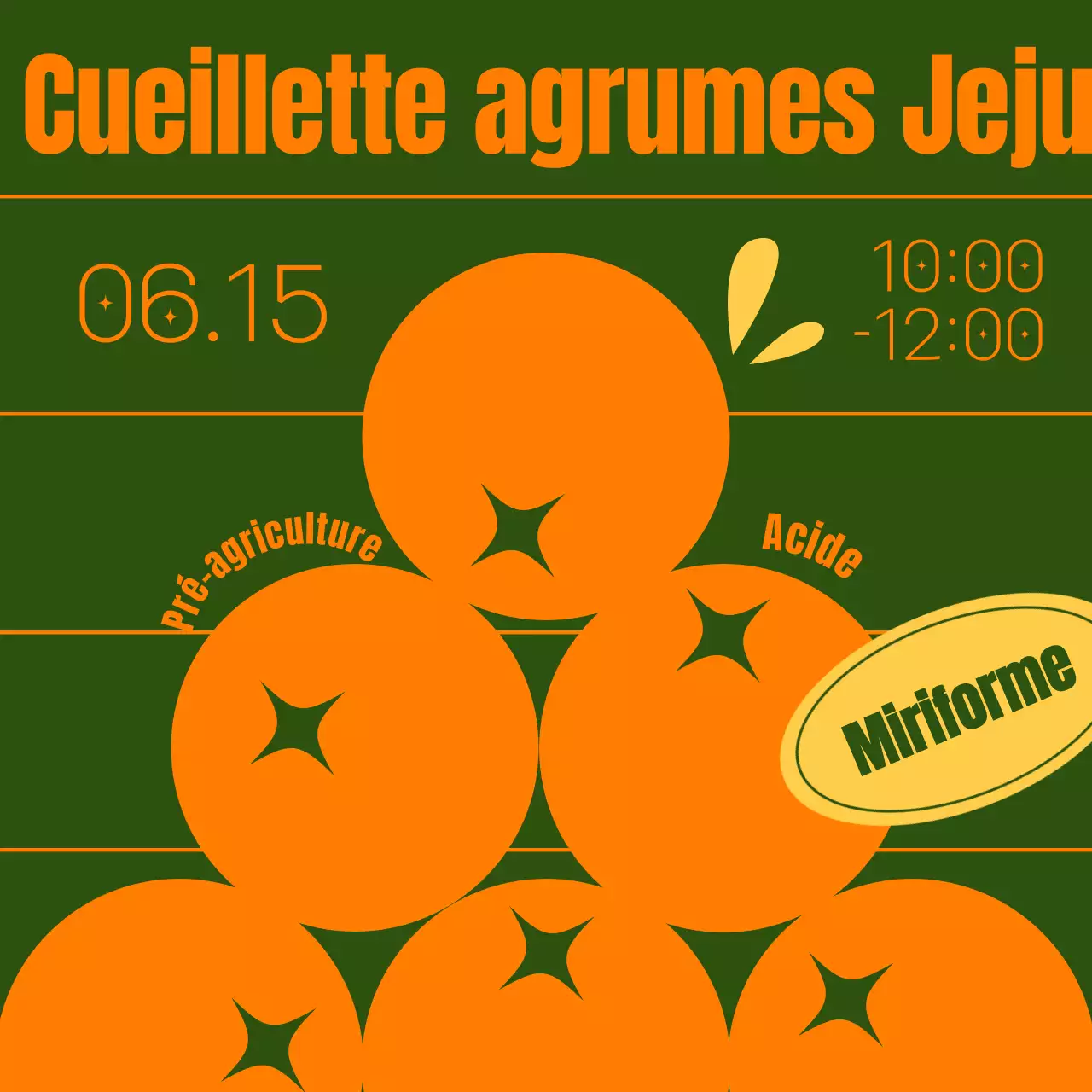 Promouvoir les expériences de la mandarine dans un style simple orange et vert