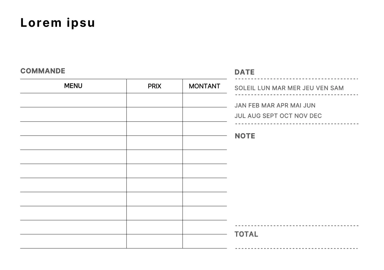 Formulaires de commande