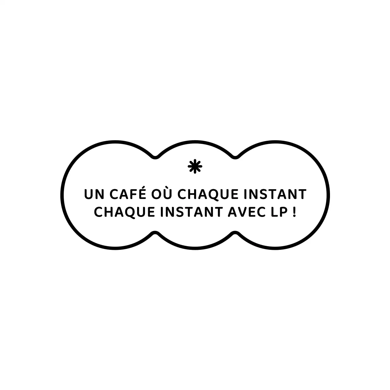 Marchandises de café dans un style mignon et propre de combinaison de texte et de forme de nuage