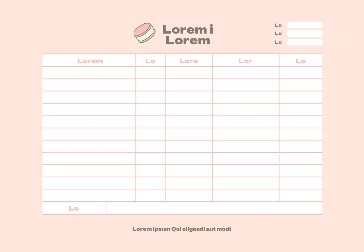 Icône rose formulaire de commande de restaurant