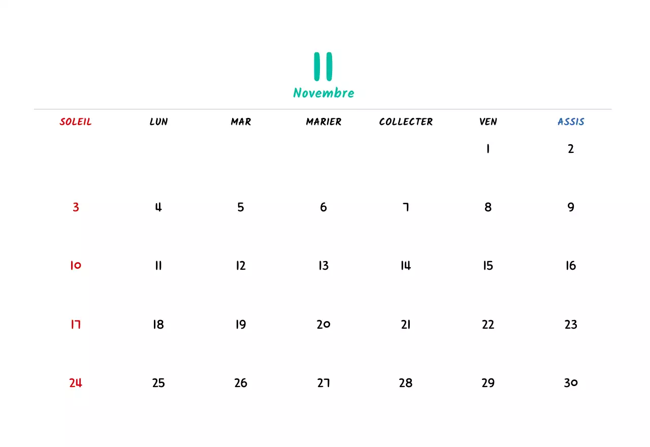 Calendrier du Nouvel An avec de jolies illustrations
