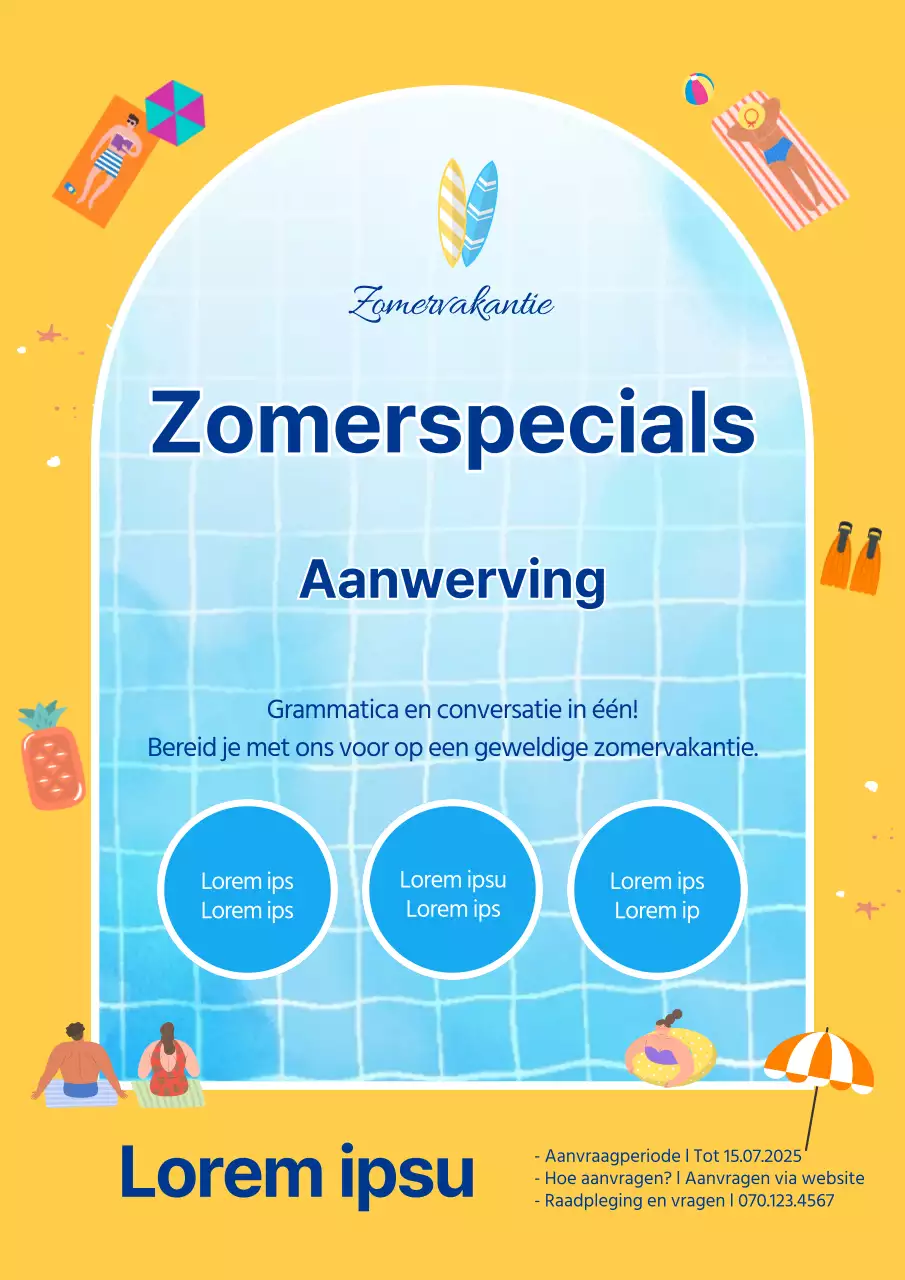 Gele en blauwe wervingsposter voor de volgende klassen