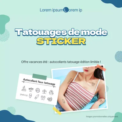 Autocollants de tatouage à prix réduit en bleu clair et bleu