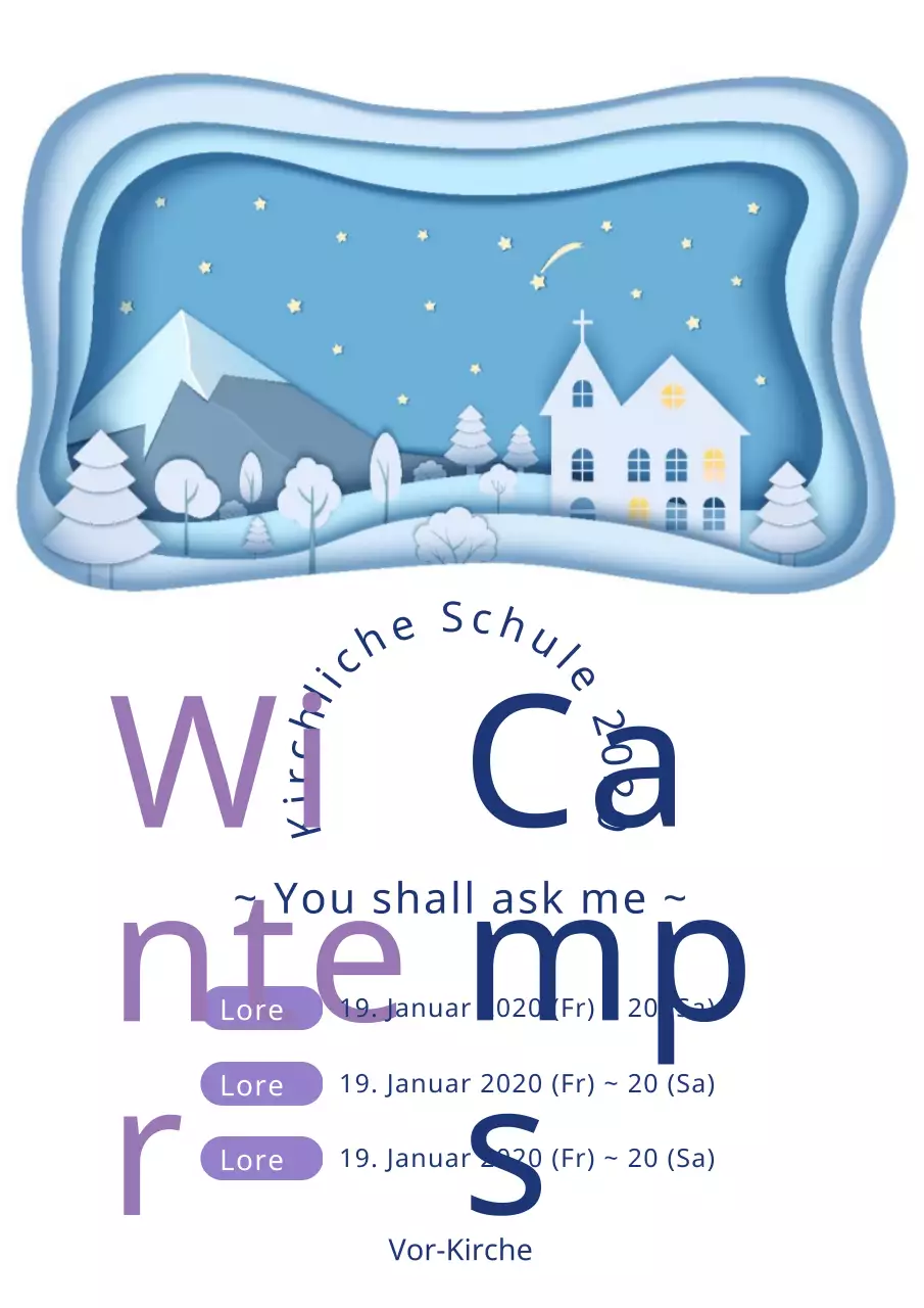 White Winter Church Camp Vertikales Poster