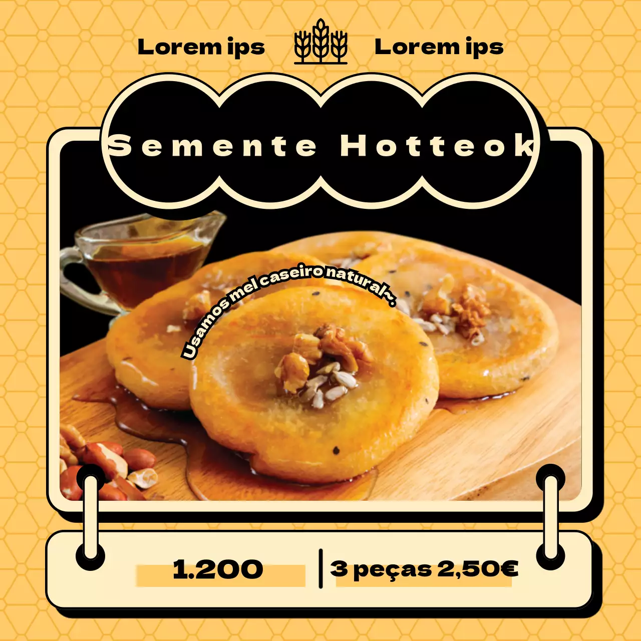 Promover a venda da guloseima outonal retro amarela e preta, o bolo de arroz