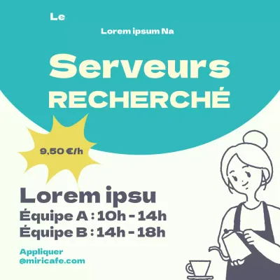 Offre d'emploi avec texte en surbrillance sur fond cyan V1
