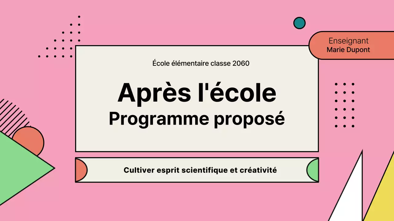 Portefeuille de propositions de programmes périscolaires roses