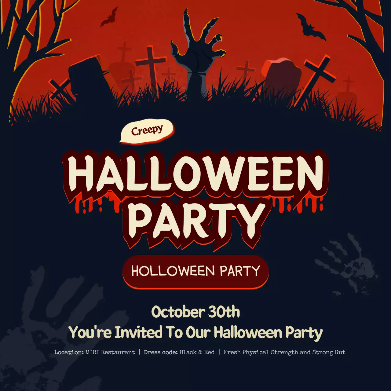 Red Gothic Halloween Invitation Instagram Post