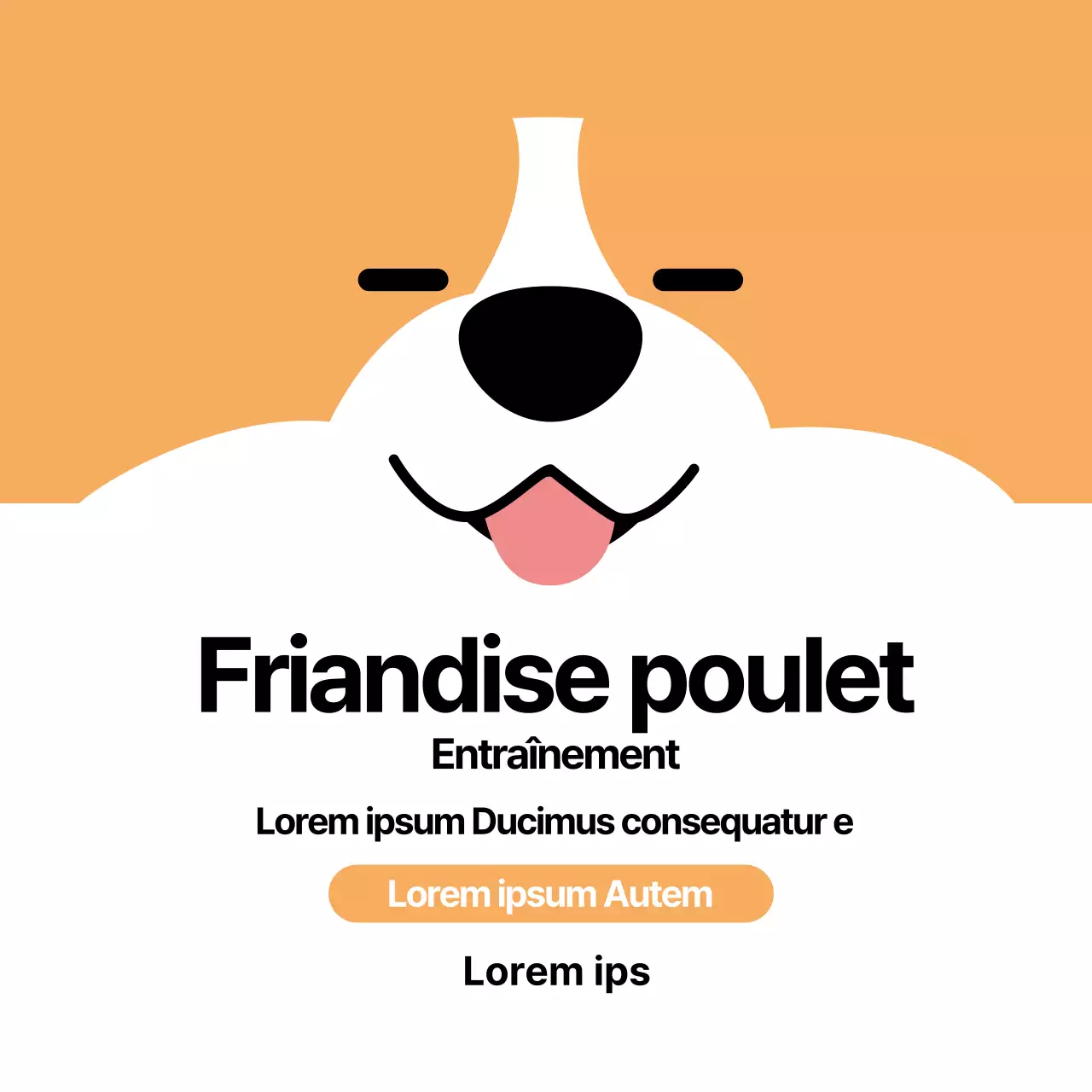 Étiquettes de friandises pour animaux de compagnie avec illustrations orange