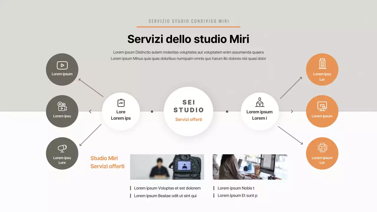 Un brief di servizio per uno studio condiviso di ispirazione vintage in tonalità grigia