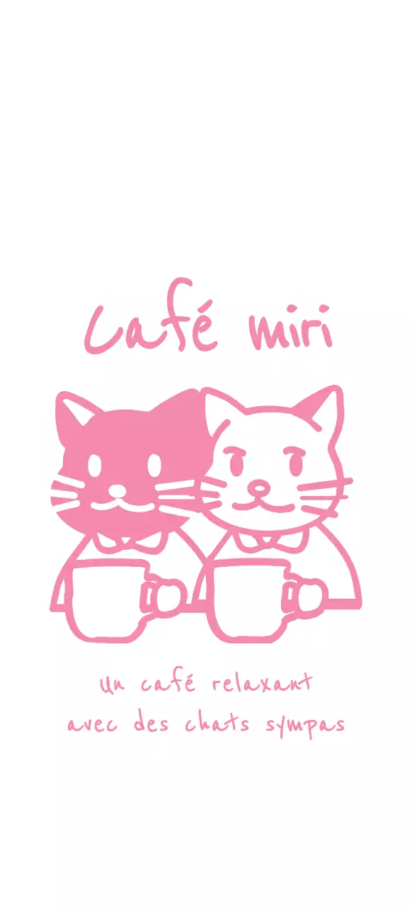 Illustration d'un chat buvant du café en rose