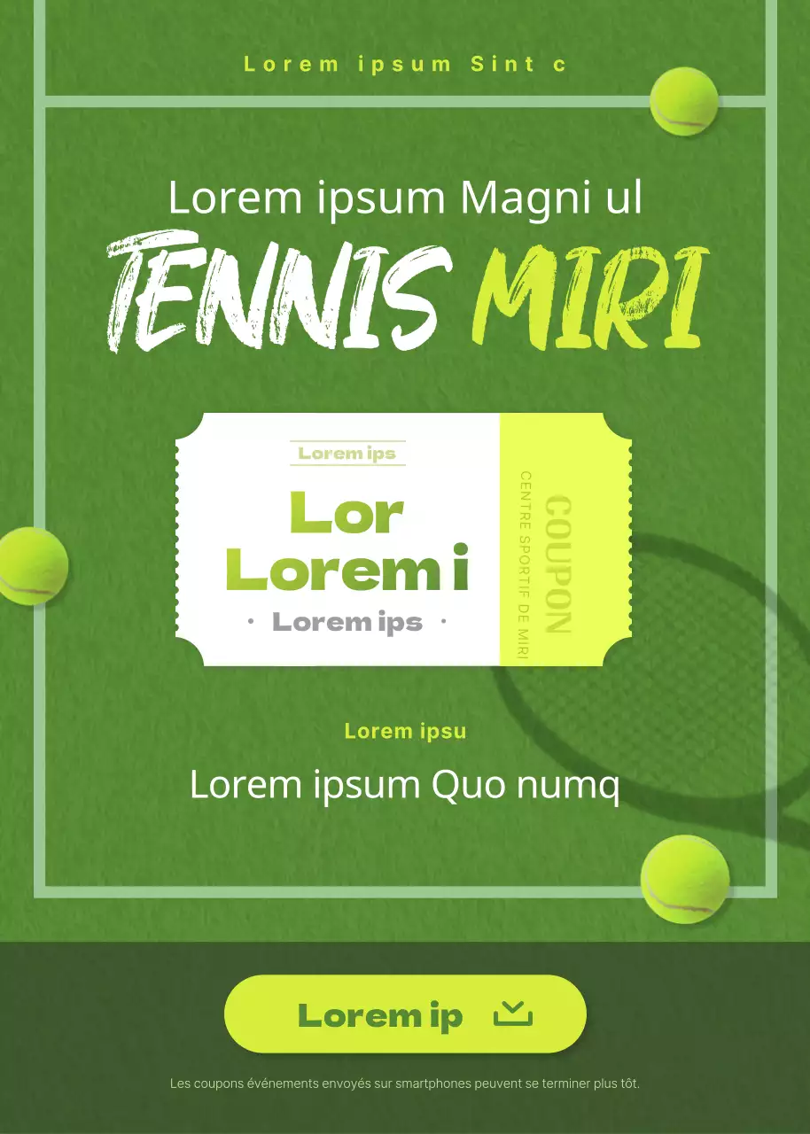 Court de tennis vert Concept Tennis Leçons en groupe courtes Premier arrivé, premier servi Coupon événement