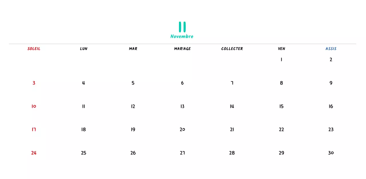 Calendrier du Nouvel An avec de jolies illustrations au trait