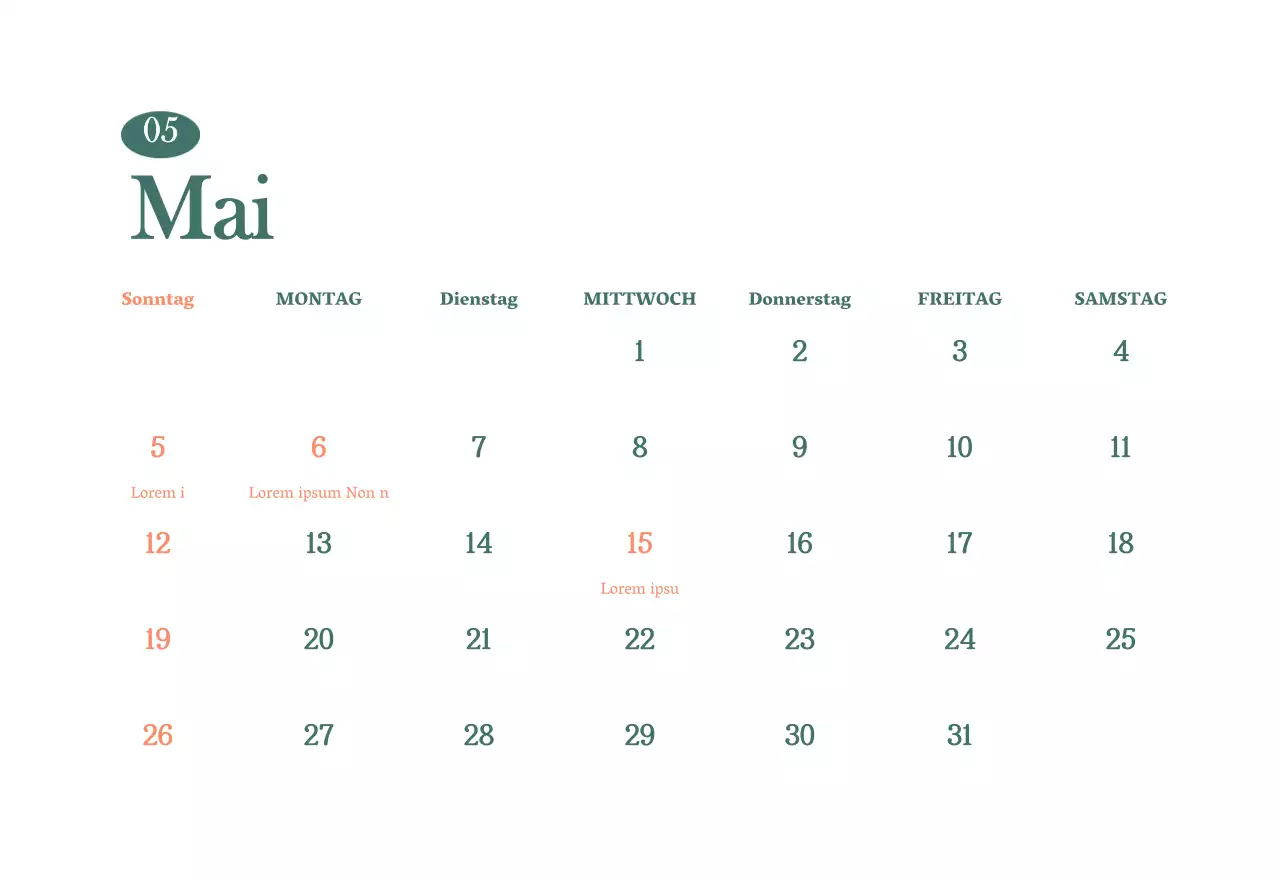 Cafe-Kalender mit Empfehlungen für das Getränk des Monats