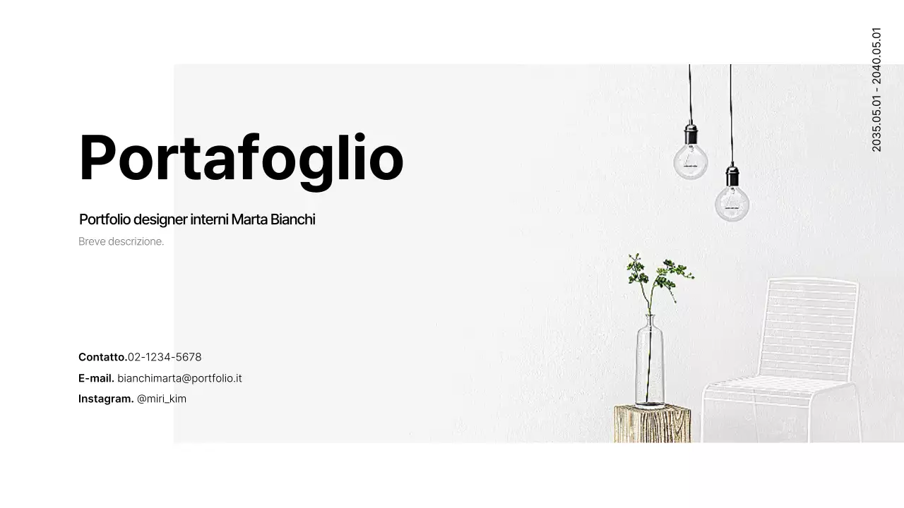 Semplice portfolio per interior designer in bianco e azzurro