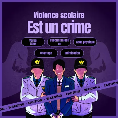 Les types de violence à l'école en violet et noir