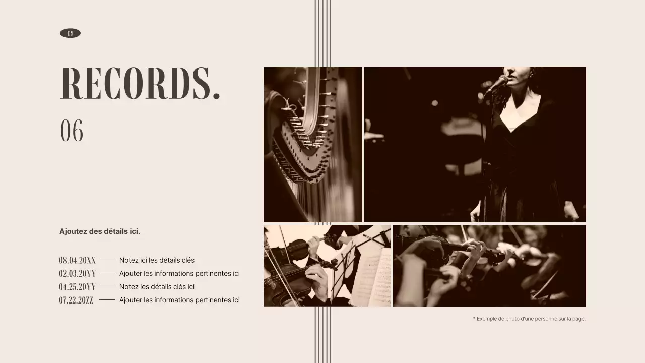 Portefeuille d'organisations d'arts du spectacle dans des tons bruns et sourds