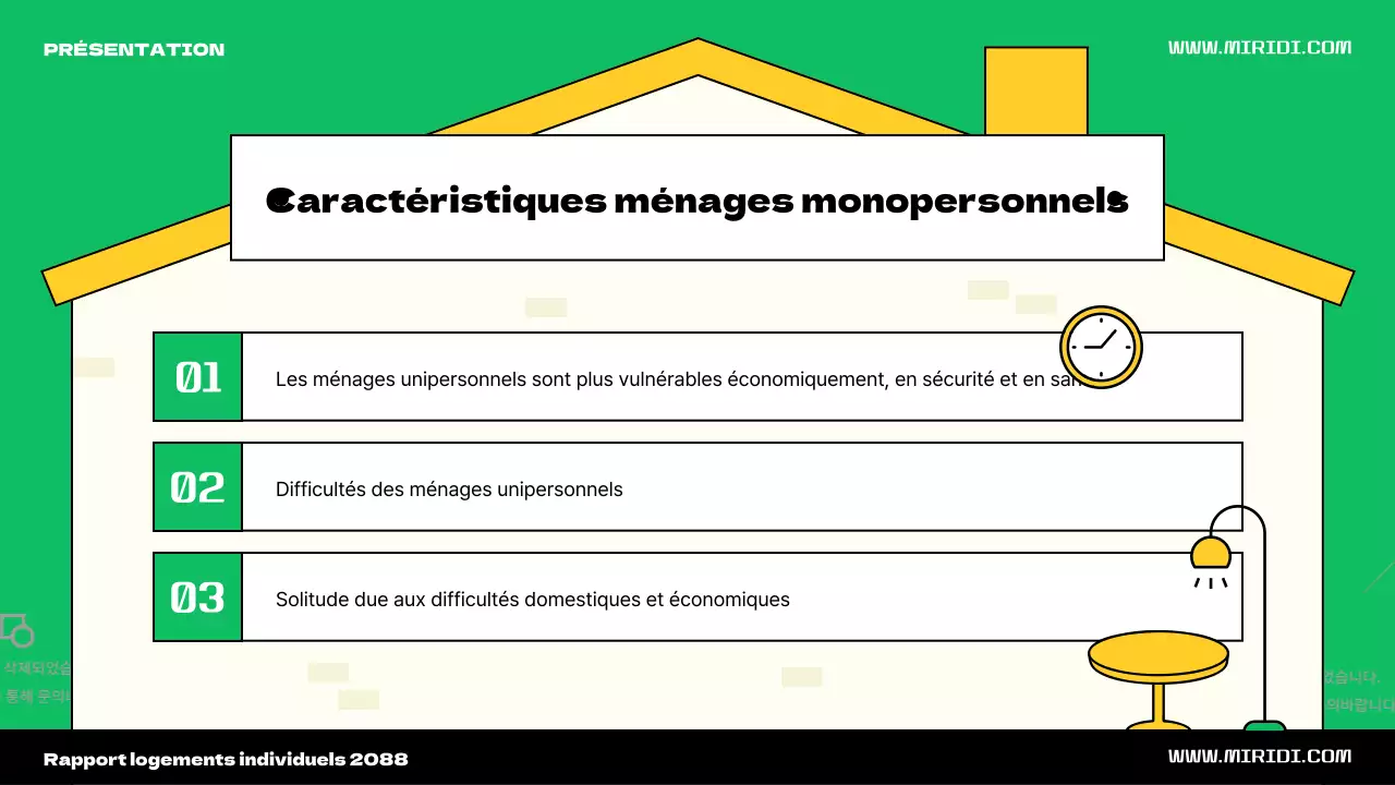Voici le thème de l'illustration d'une jolie maison verte et jaune pour une personne.