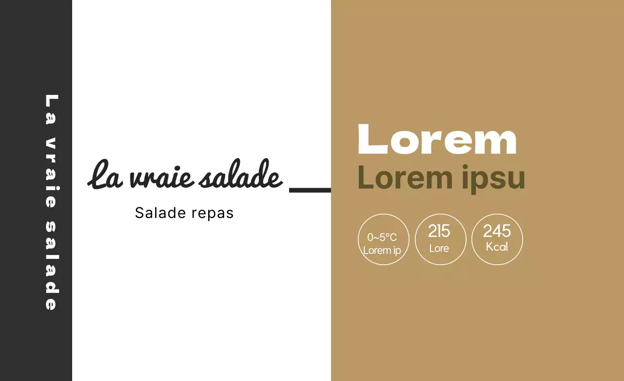Étiquette alimentaire beige noire illustrée pour salade