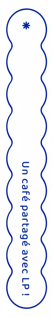 Des formes de nuages simples et épurées en bleu marine associées à un texte émouvant pour un café élégant.