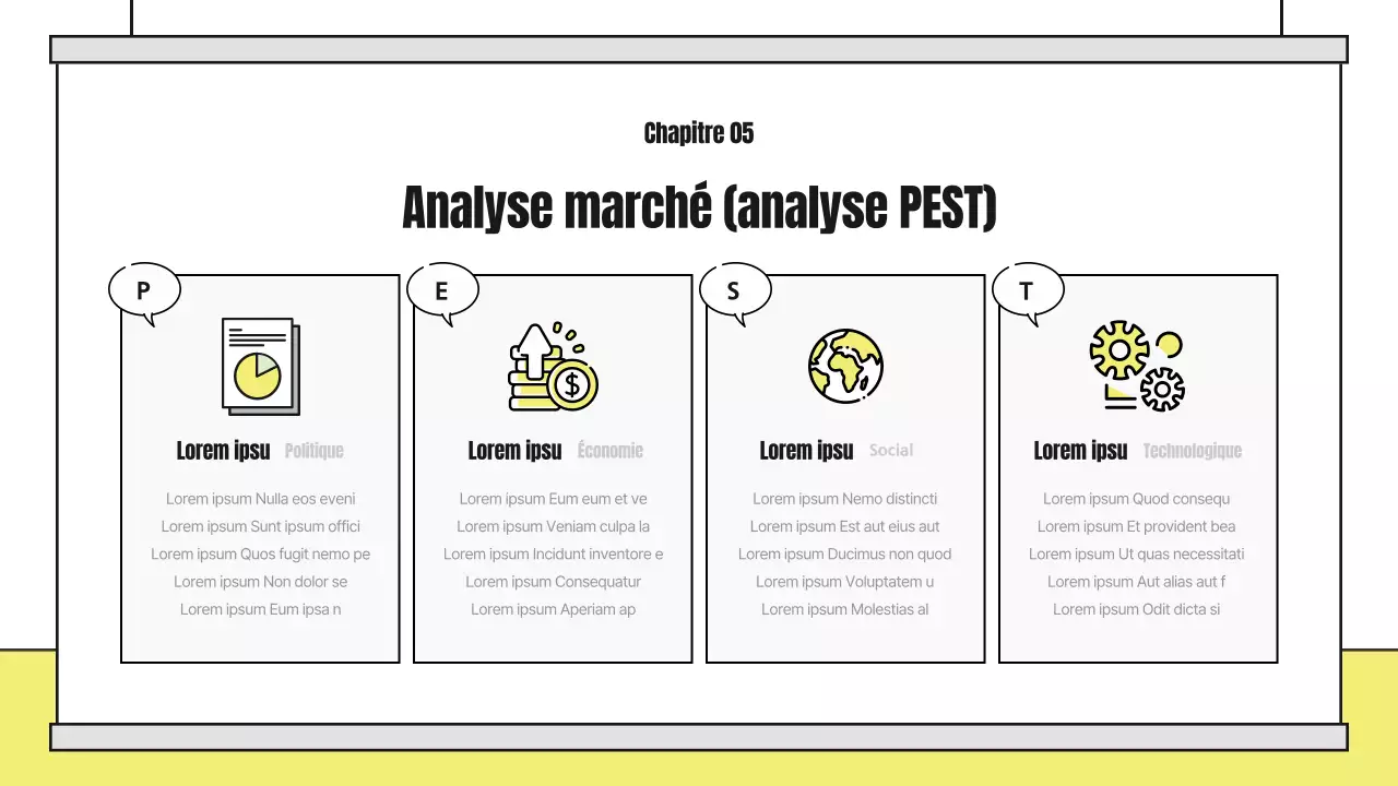 Un joli rapport d'analyse illustré avec des accents jaunes et noirs
