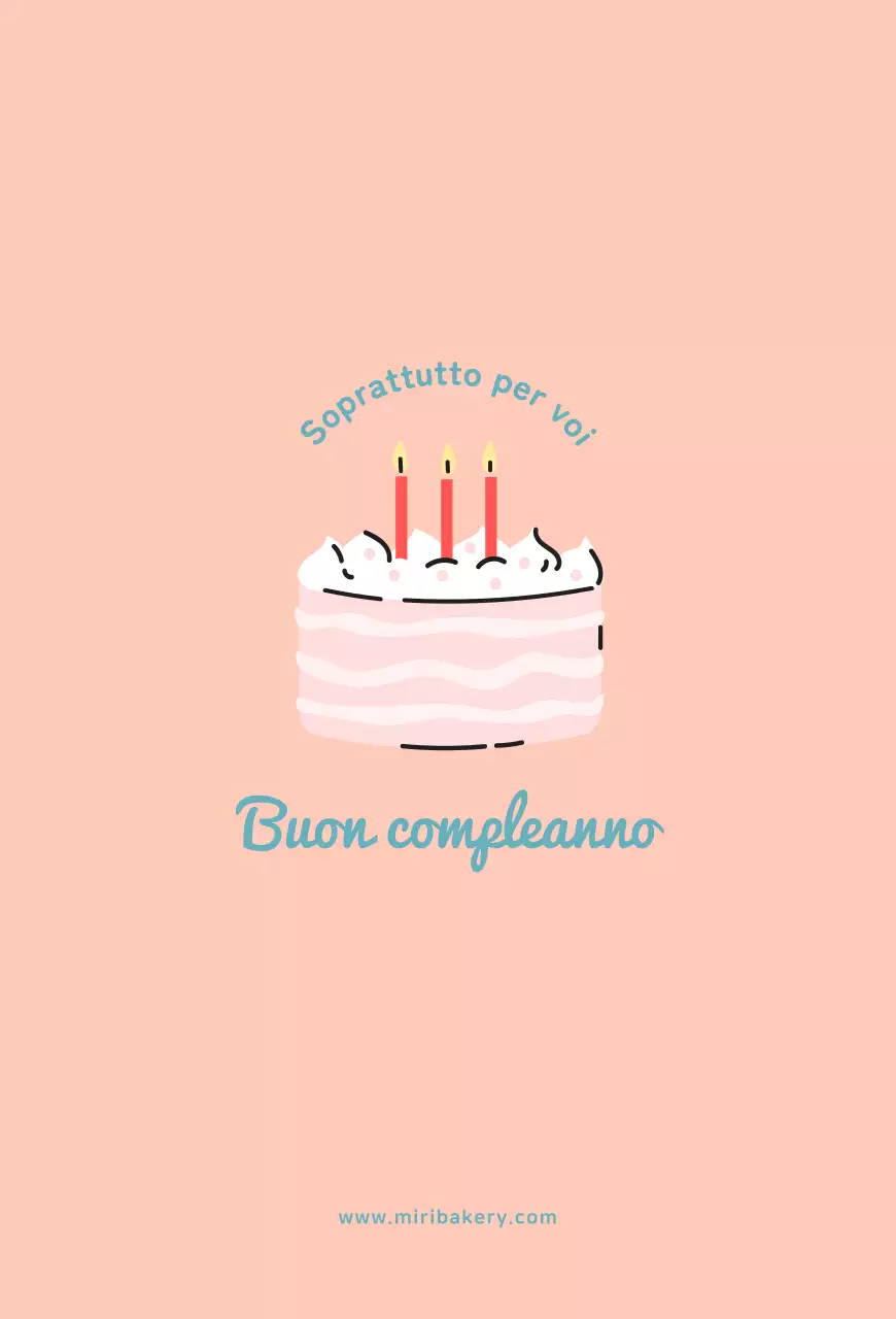 Biglietto di auguri vintage con illustrazione di torta rosa e blu