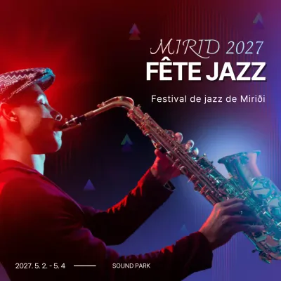 Annonces de festivals de musique en rouge et bleu