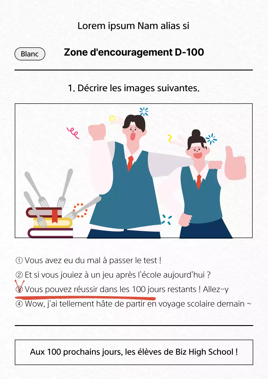 Affiche d'encouragement au SATs avec concept de papier d'examen