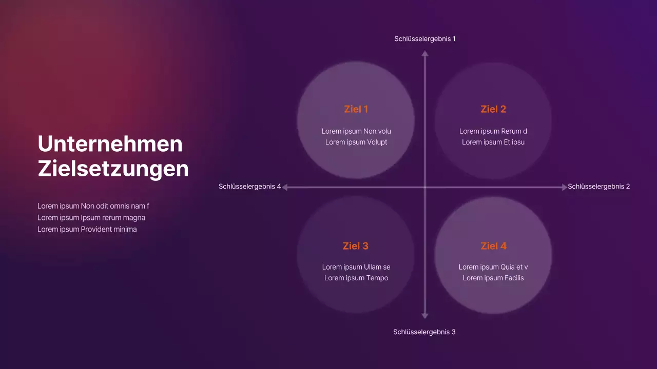 Unternehmensprofil mit lila und orangefarbenem Farbverlauf