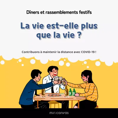 Évitez les rassemblements de vacances à Corona dans les carrés blancs et jaunes des médias sociaux