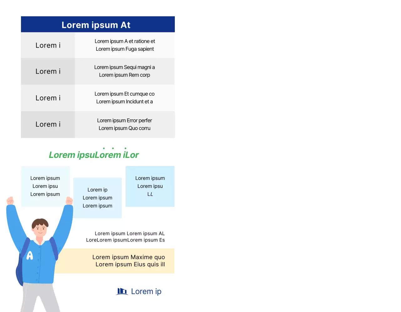 Une promotion simple des supporters d'une université avec un texte et des illustrations bleu marine.