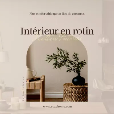 Un événement décontracté en rotin dans les tons beige et marron (Social Media Squares)