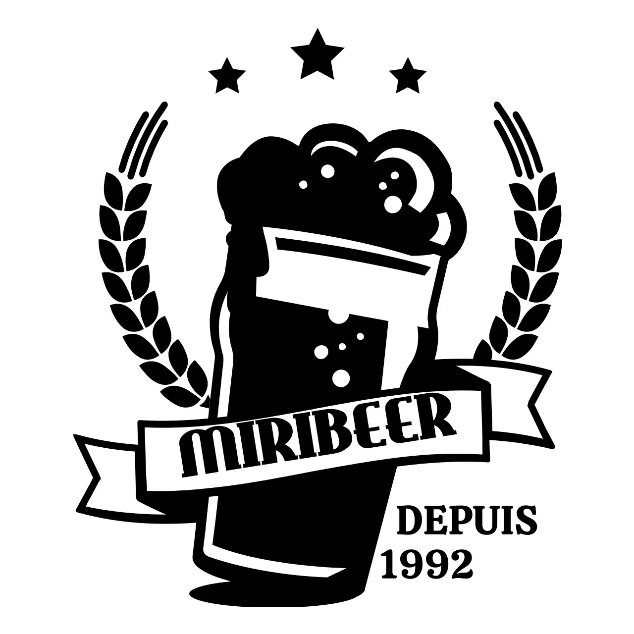 Concept de brasserie avec un logo simple illustré en noir