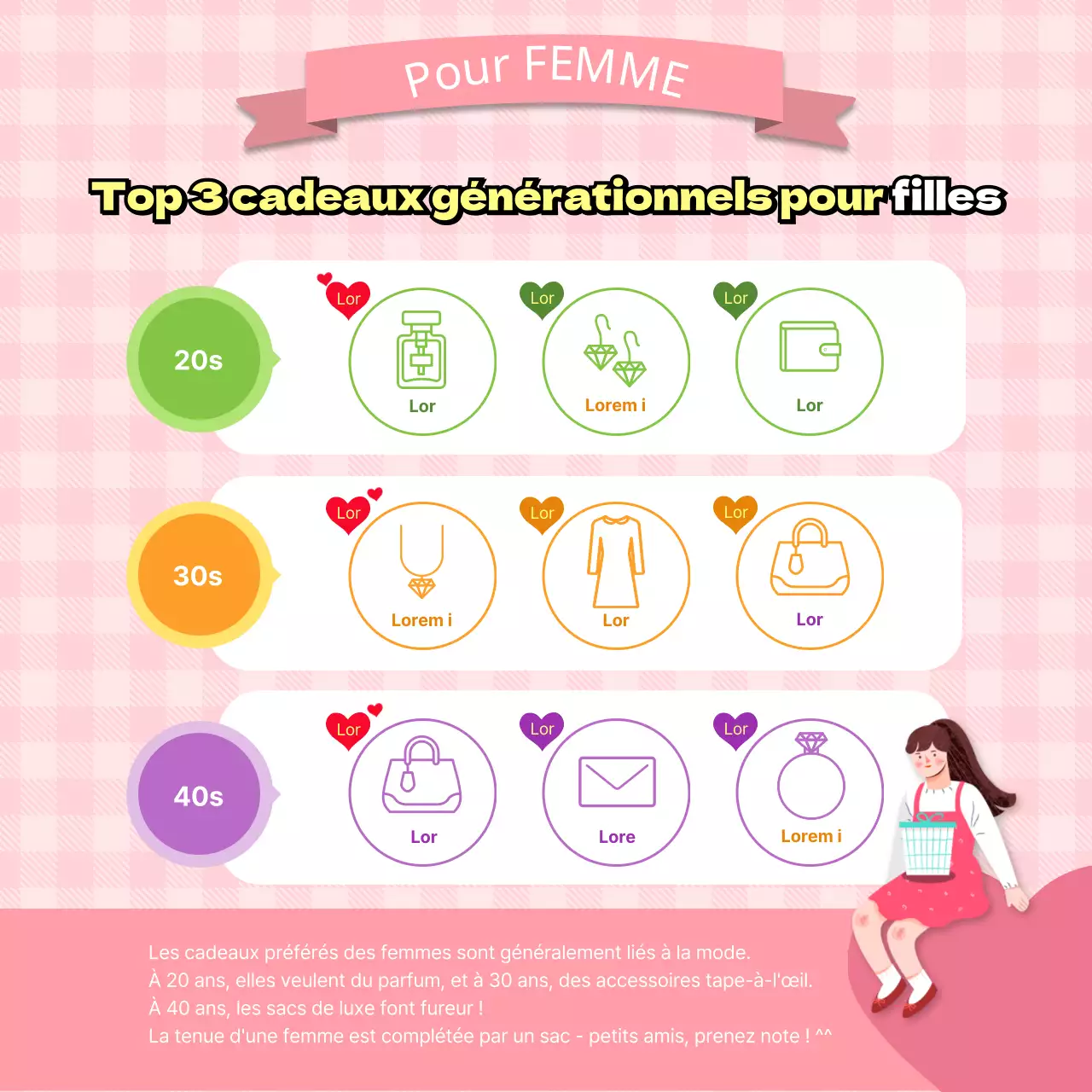 Enquête sur les cadeaux avec illustration d'amoureux sur fond de damier CardNews