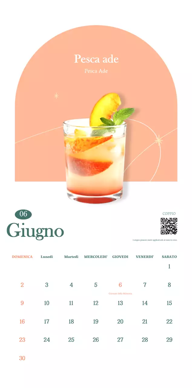 Calendario dei bar con i consigli per le bevande del mese