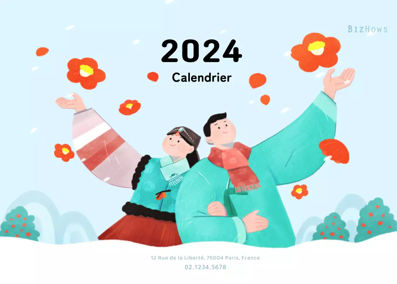 Un calendrier du Nouvel An chaleureux et illustré