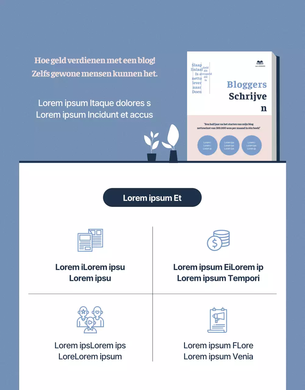 Verkoop ebooks in blauw en roze