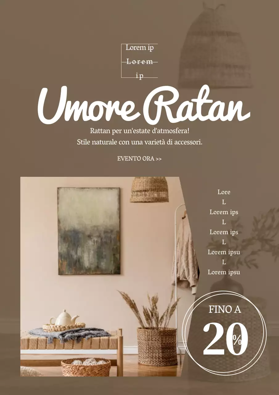 Accenti fotografici marroni Oggetti di scena in rattan per un evento rilassante