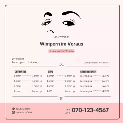 rosa Illustration einfache Wimpern Behandlung Platz Banner