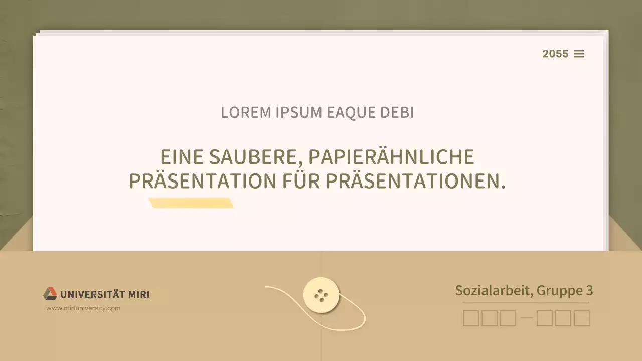 Für Präsentationen mit einem klaren Dokumentenkonzept in Oliv- und Beigetönen